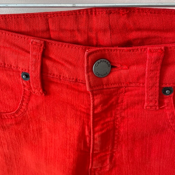 Skinny Bright Red Carmar Jeans Size 25 High Rise - Picture 2 of 9